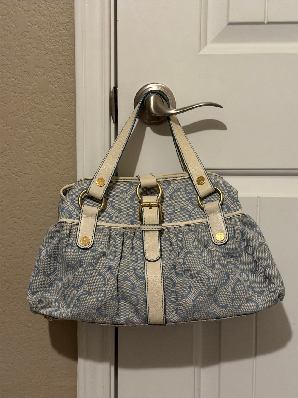 Celine Light Blue Patterned Women's Satchel